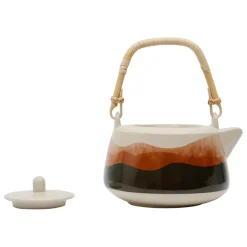 Théière terracotta et vert en porcelaine avec filtre 1.3l - sweet leaves