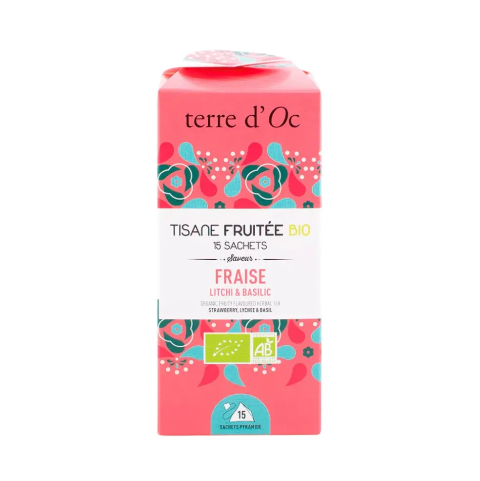 Tisane 15 sachets fruitée bio saveur fraise litchi et basilic