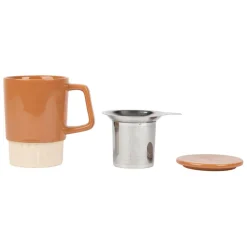 Tisanière avec filtre en grès terracotta 40cl - cannelé