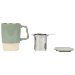 Tisanière avec filtre en grès sauge 40cl - cannelé
