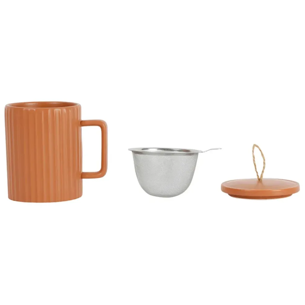 Tisanière en grès avec filtre terracotta 47.5cl en grès - sweet leaves