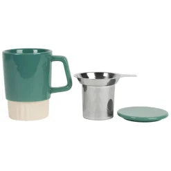 Tisanière en grès et inox émeraude 40cl - Cannelé
