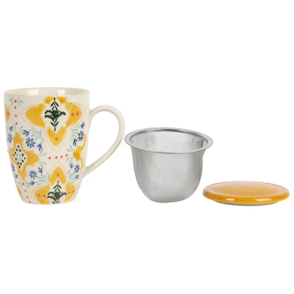 Tisanière en grès jaune avec filtre inox 30cl - Azulejo