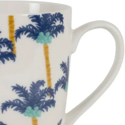 Tisanière en porcelaine palmier blanc et indigo avec filtre inox 37.5cl - Mocoa
