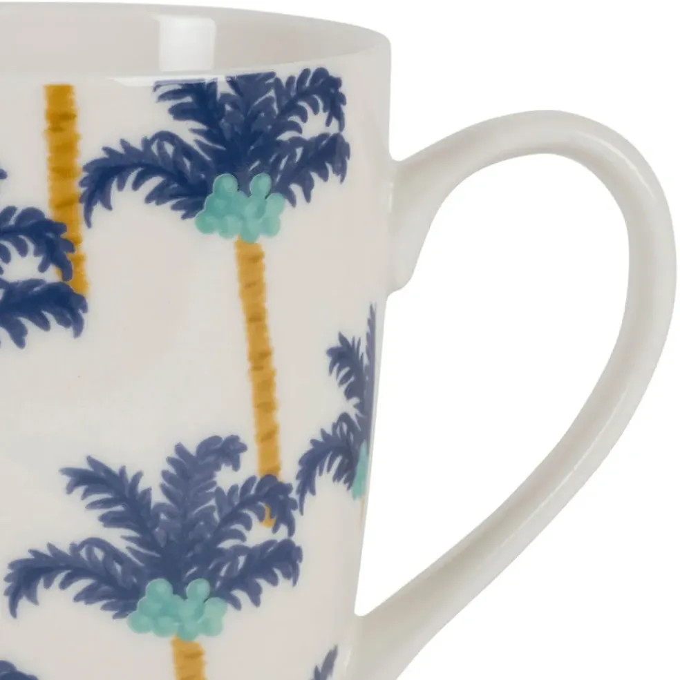 Tisanière en porcelaine palmier blanc et indigo avec filtre inox 37.5cl - Mocoa