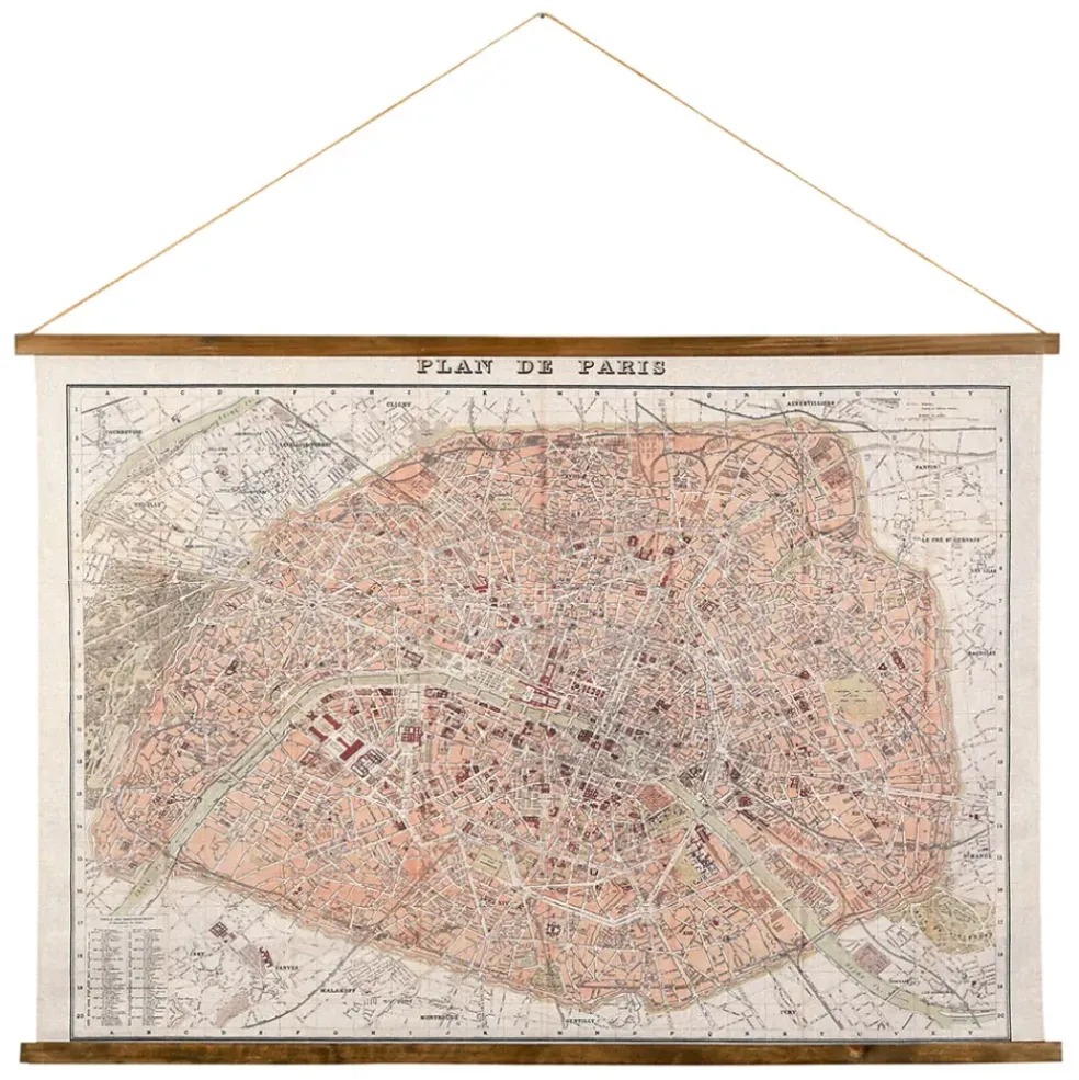 Toile plan de Paris en tissu et sapin 125x86cm