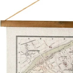 Toile plan de Paris en tissu et sapin 125x86cm
