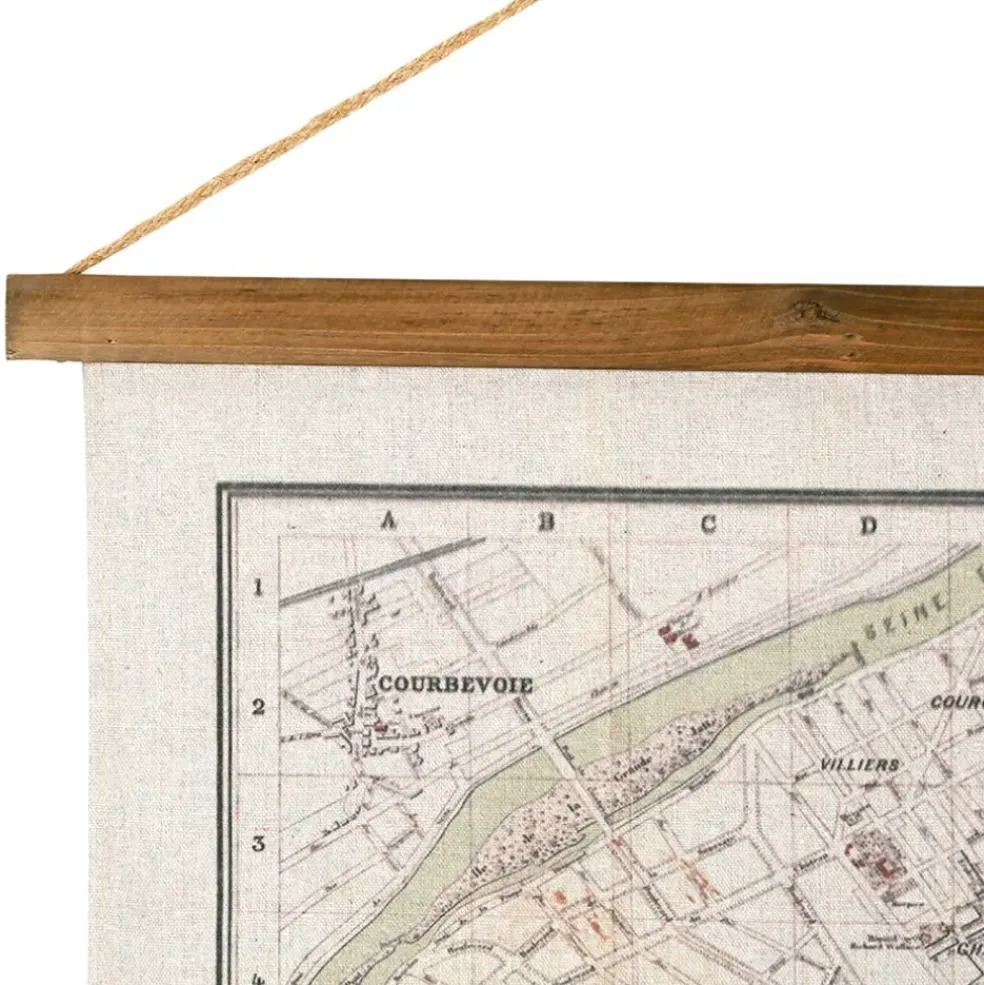 Toile plan de Paris en tissu et sapin 125x86cm