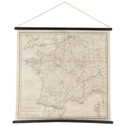 Toile "carte royaume de fr beige 98x96cm