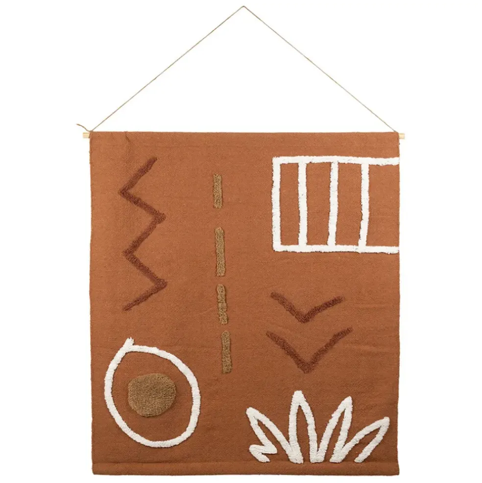 Toile tufté en coton terracotta 120x110cm - Minimal