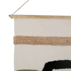 Toile tuftée écru, brun et sauge en coton -terre brulee
