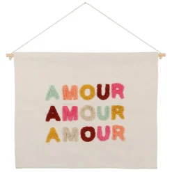 Toile tuftée en coton multicolore 60x50cm - Amour