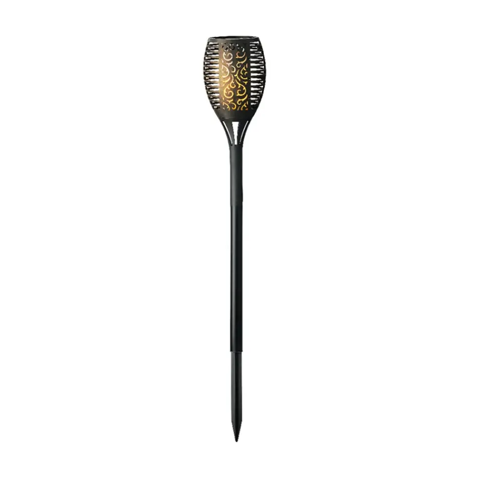 Torche solaire noir effet flamme h61.5cm