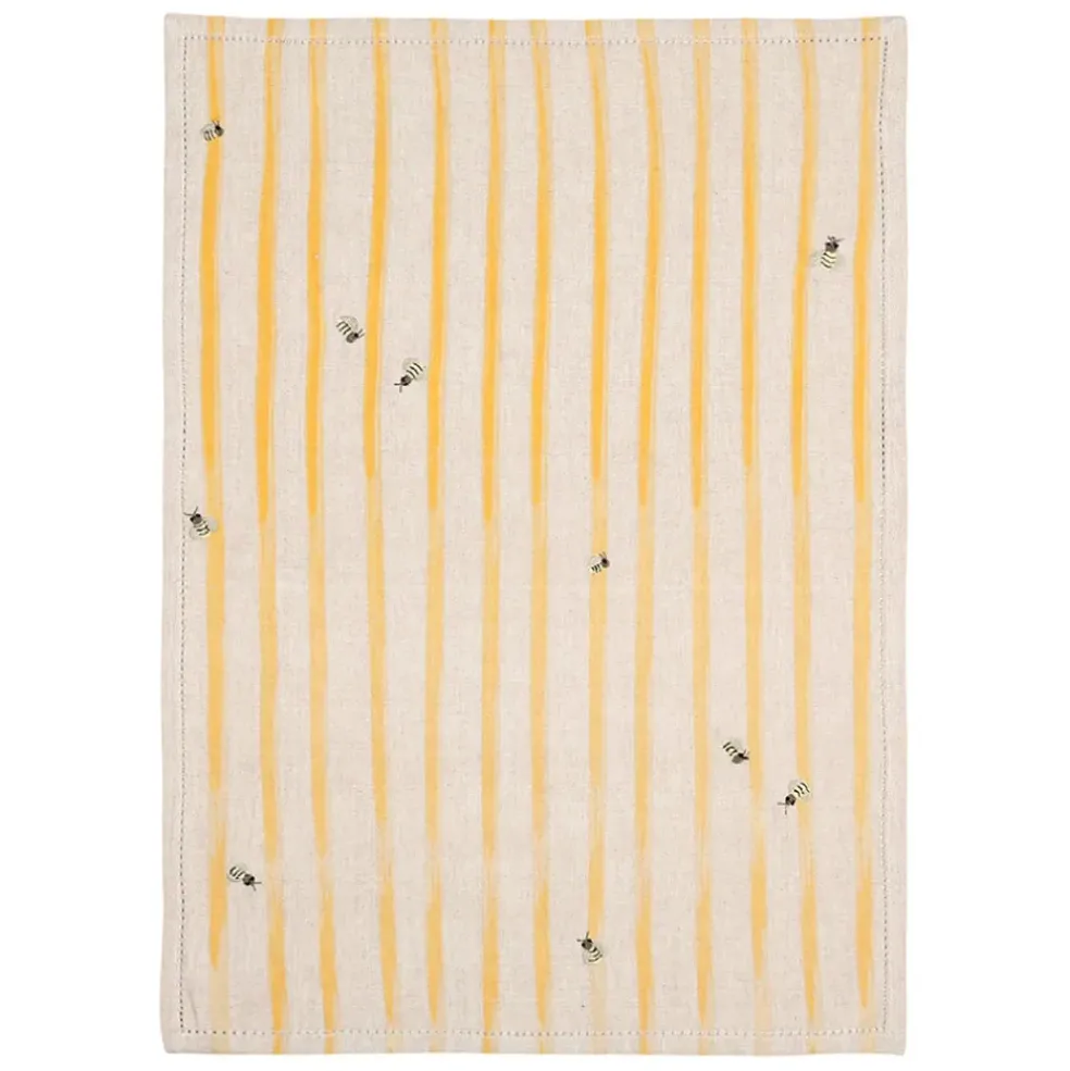 Torchon abeille en coton jaune 50x70cm - Beezz