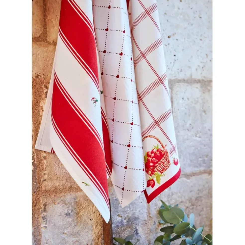 Torchon coeur en coton rouge 50x70cm - P'tit Cœur
