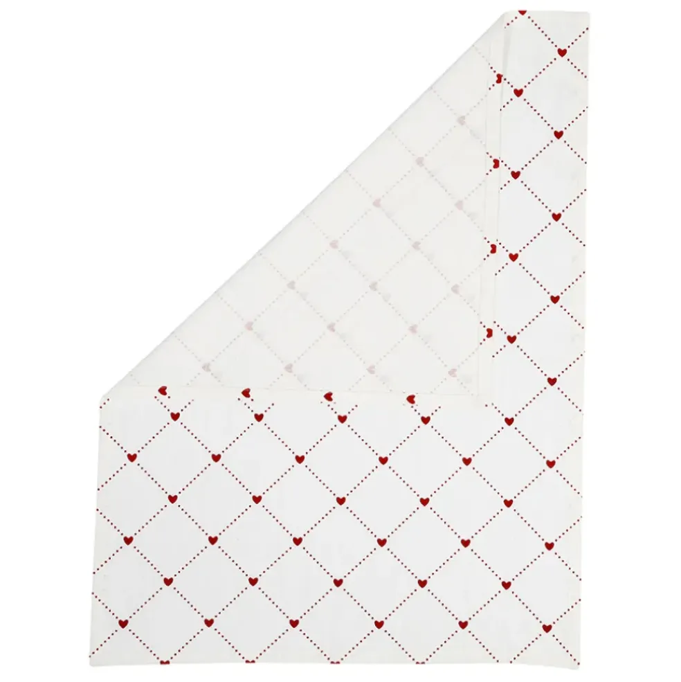 Torchon coeur en coton rouge 50x70cm - P'tit Cœur