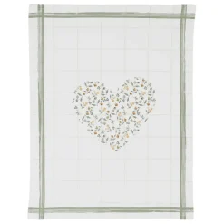 Torchon collect cœur vert 50x70cm en coton - louise