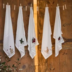 Torchon en coton blanc avec chat 70x50cm - A La Ferme