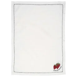 Torchon en coton blanc avec fraises 70x50cm - A La Ferme