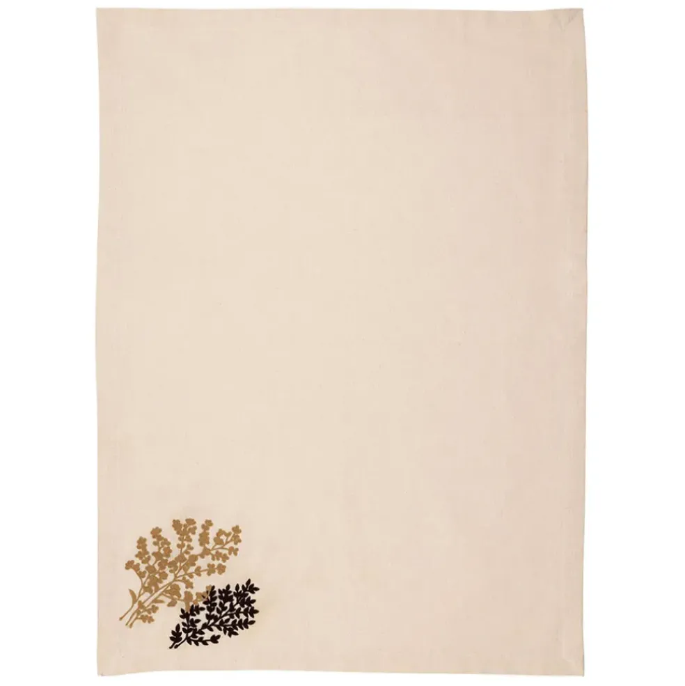 Torchon en coton ecru avec broderie 50x70cm - Adelie