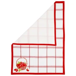 Torchon en coton rouge 50x70cm - Fraises