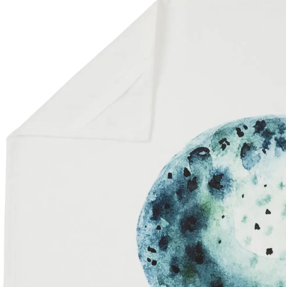 Torchon en coton (x3) faune marine blanc et turquoise 50x70cm