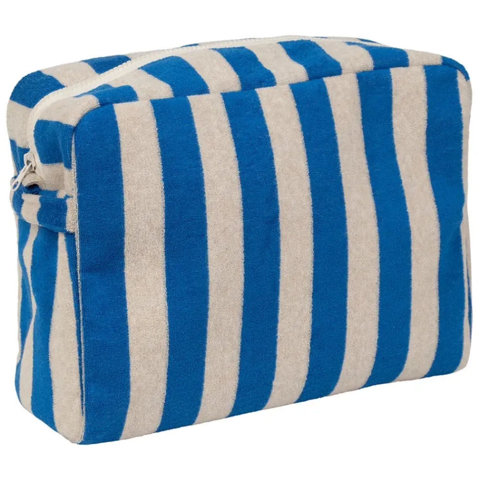 Trousse de toilette en coton rayée indigo et blanc - Palma