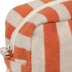 Trousse de toilette en coton rayée corail et blanc - Palma