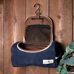 Trousse de toilette en tissu bleu marine recyclée - Kenai