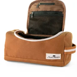 Trousse de toilette en tissu moutarde recycleée - Kenai