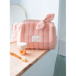 Trousse maquillage en coton rose