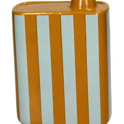 Vase à rayures d'huile d'olive en faïence multicolore 13x5.5x17cm