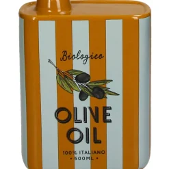 Vase à rayures d'huile d'olive en faïence multicolore 13x5.5x17cm