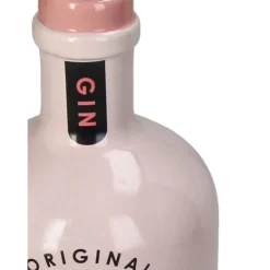 Vase bouteille de gin en grès rose h21cm