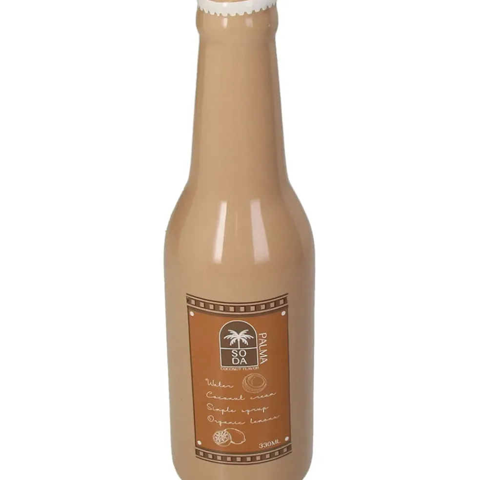 Vase bouteille de soda en faïence marron h24cm