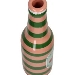 Vase bouteille orange faïence fine d6.5xh24cm