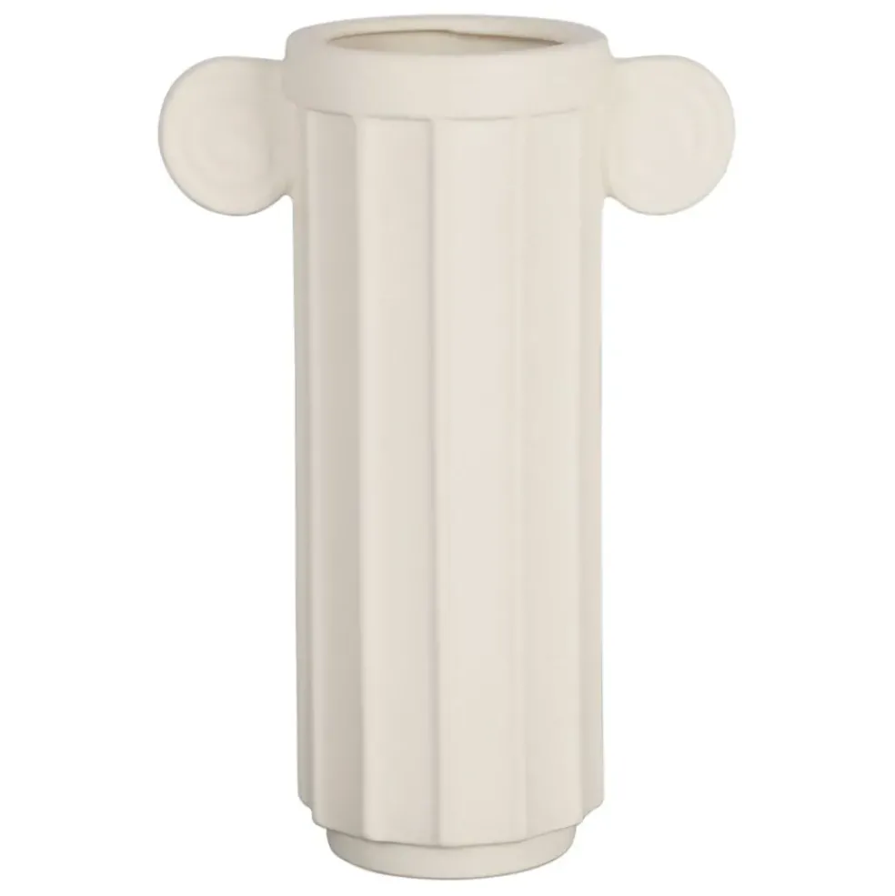 Vase colonne en grès blanc h35cm - Greeka