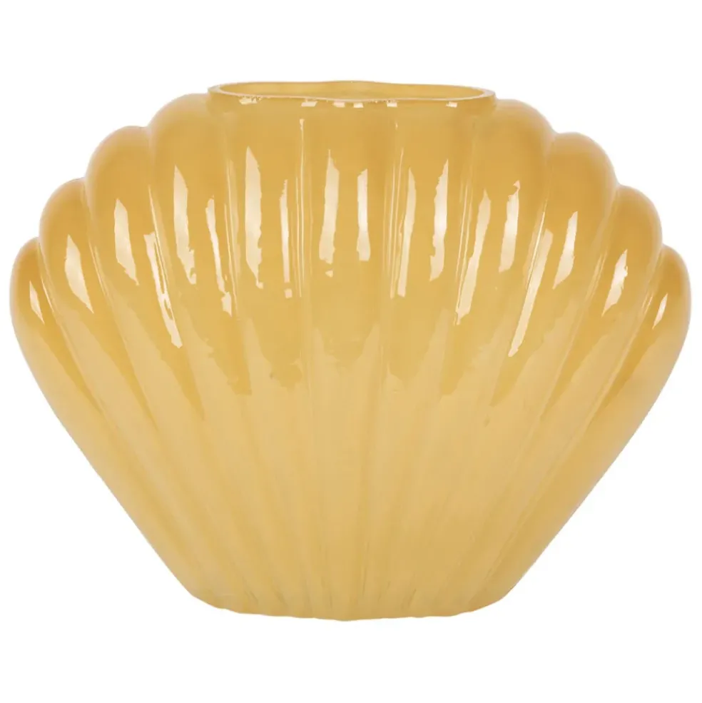 Vase coquillage en verre ocre h22cm - Leucie