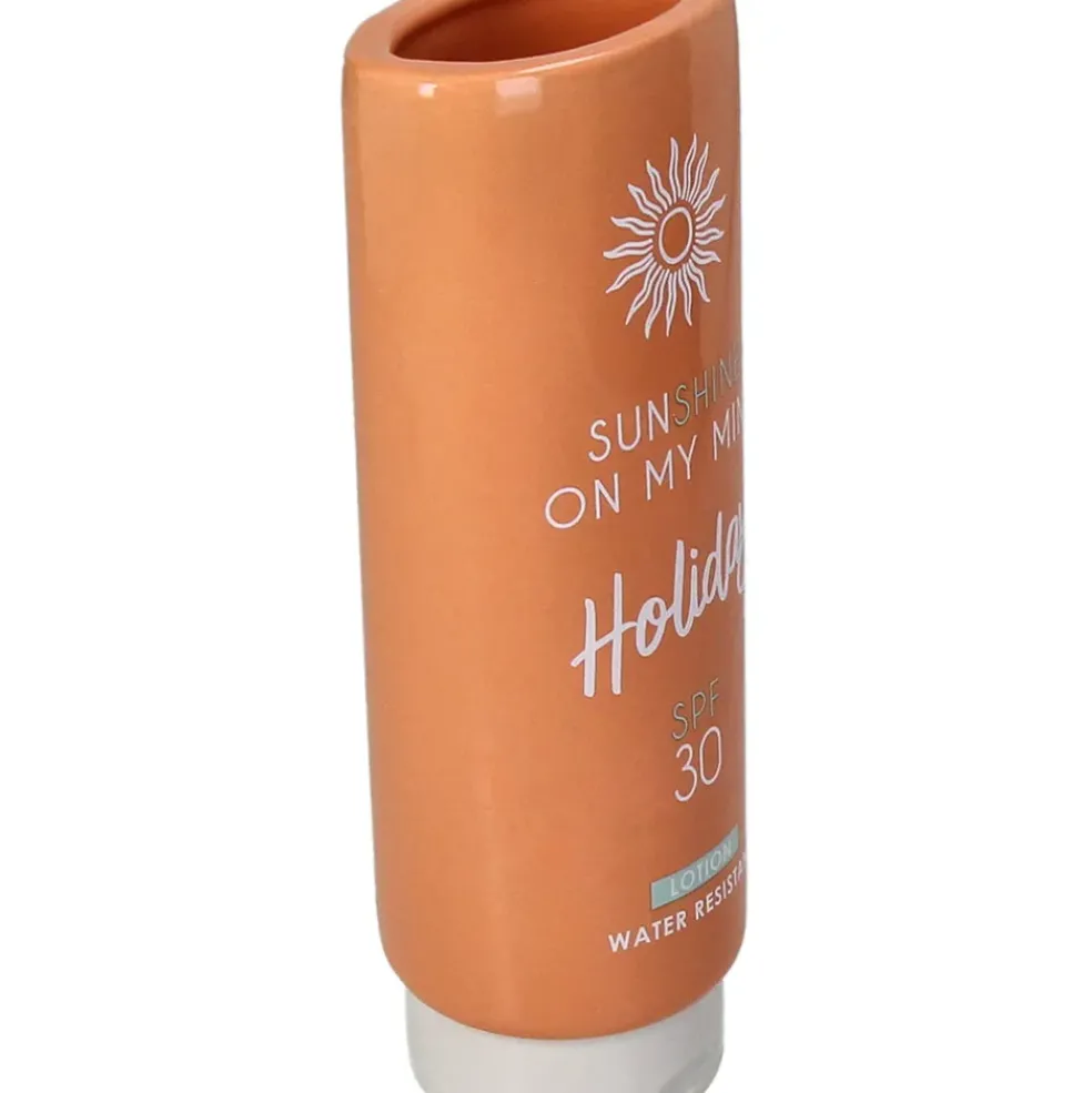 Vase crème solaire en faïence orange h20cm