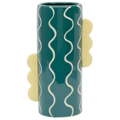 Vase cylindrique en grès émeraude et jaune h30cm - Lumi