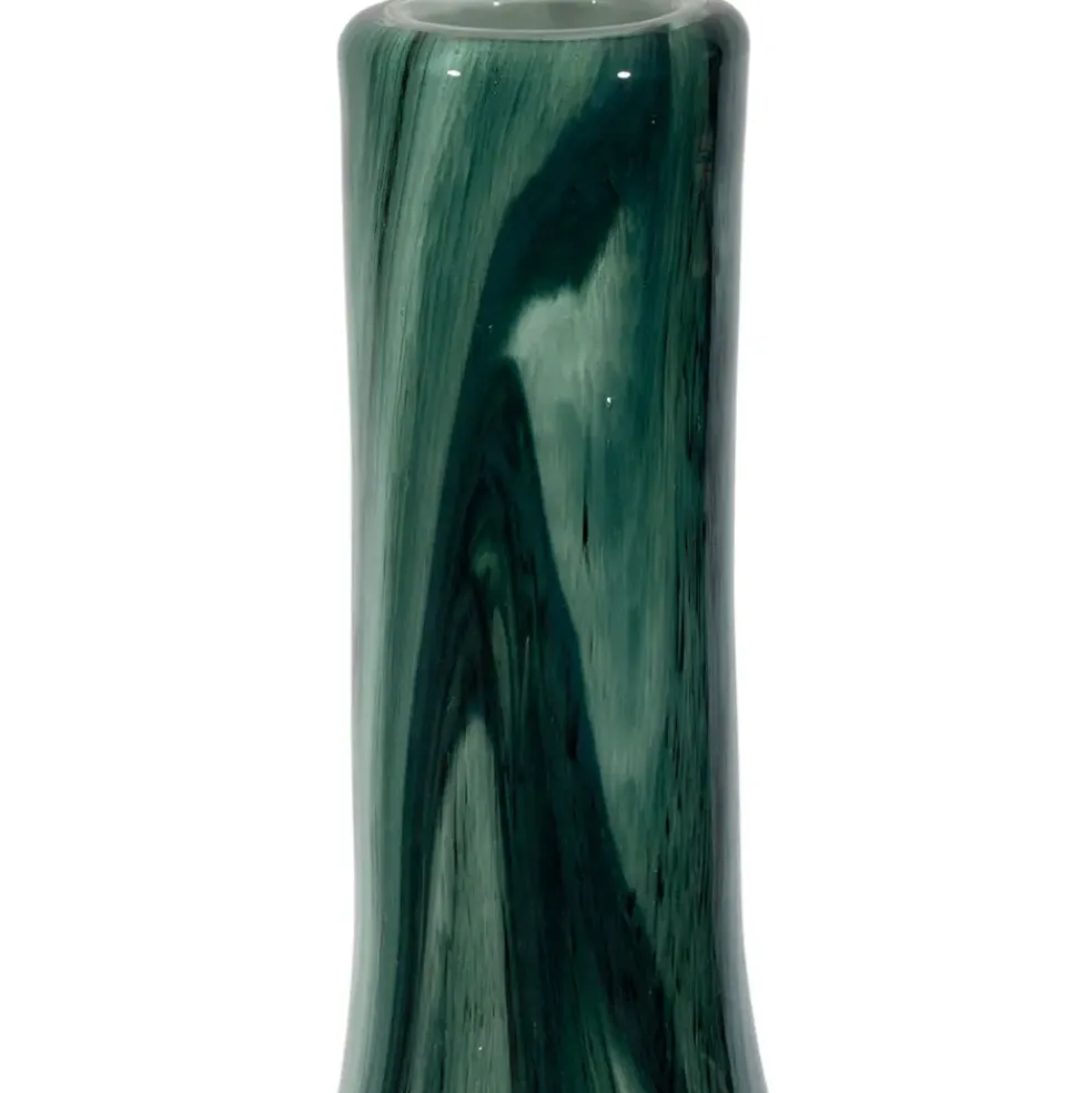 Vase dame-jeanne en verre vert et blanc h50cm - Silicio