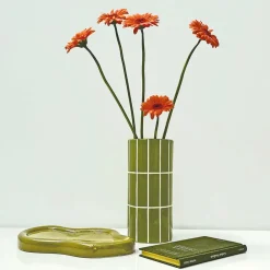 Vase en céramique kaki H23cm