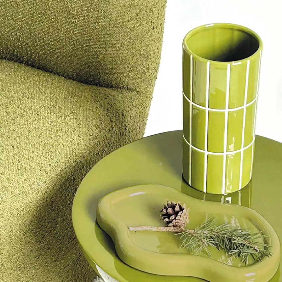 Vase en céramique kaki H23cm