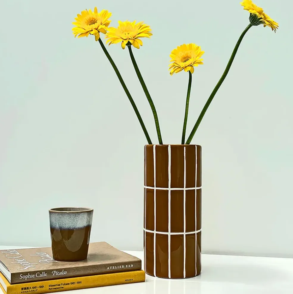 Vase en céramique ocre h23cm