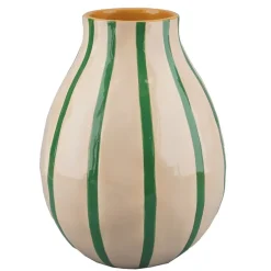 Vase en dolomite rayé vert écru et jaune h20cm