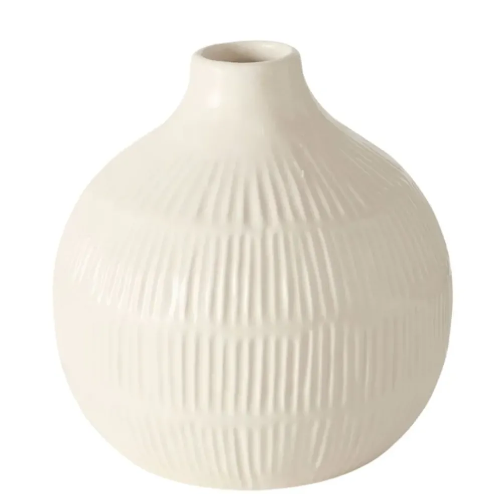 Vase en grès blanc h12cm - Kaylee
