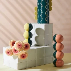 Vase en grès émeraude et corail h29cm - Lumi