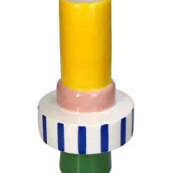 Vase en grès vert et jaune h26cm