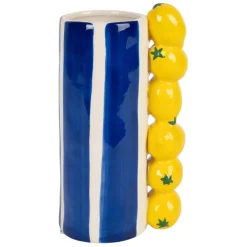 Vase en porcelaine indigo et jaune citron h19cm - Mocoa