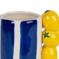 Vase en porcelaine indigo et jaune citron h19cm - Mocoa